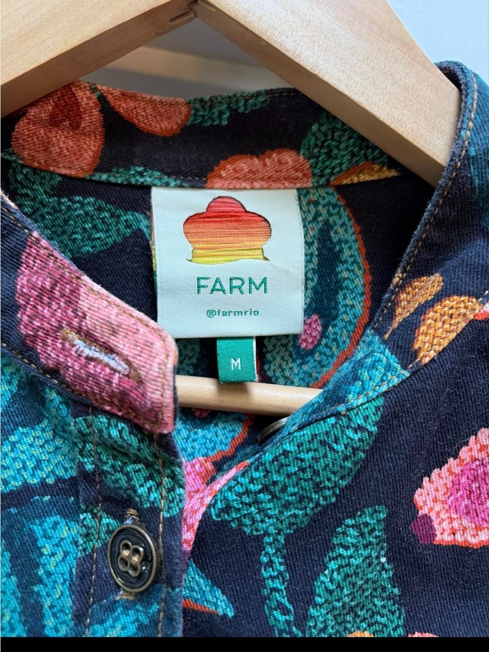 FARM Rio Black Midi Dress with Pink, Green & Orange Floral Print - Picture 3 of 7
